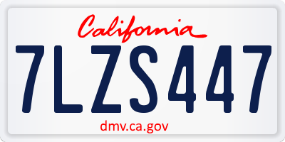 CA license plate 7LZS447