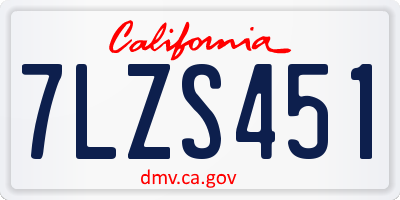 CA license plate 7LZS451