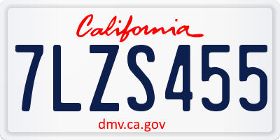 CA license plate 7LZS455