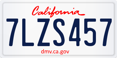 CA license plate 7LZS457