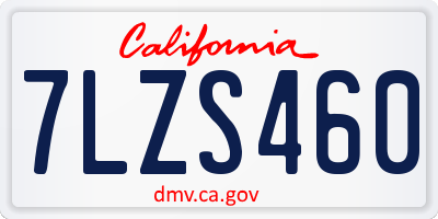 CA license plate 7LZS460