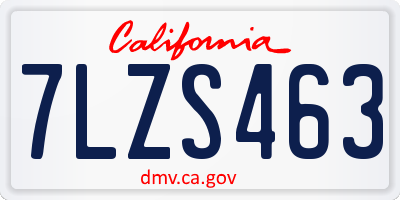 CA license plate 7LZS463