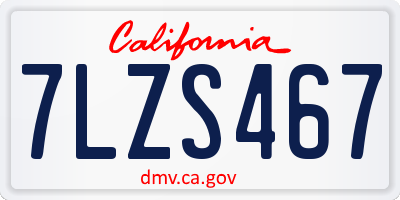 CA license plate 7LZS467