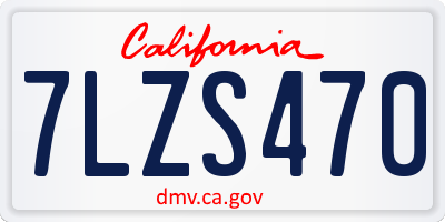 CA license plate 7LZS470