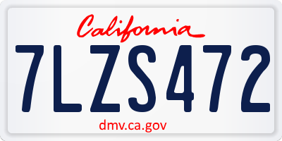 CA license plate 7LZS472