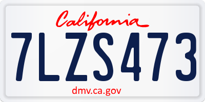 CA license plate 7LZS473