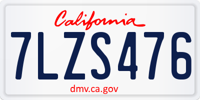 CA license plate 7LZS476