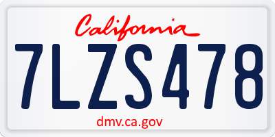 CA license plate 7LZS478