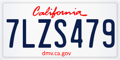CA license plate 7LZS479