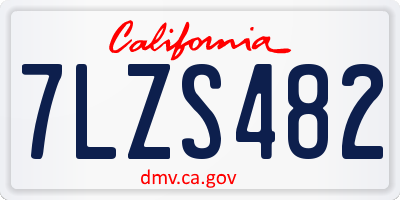CA license plate 7LZS482