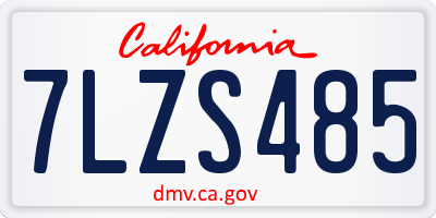 CA license plate 7LZS485