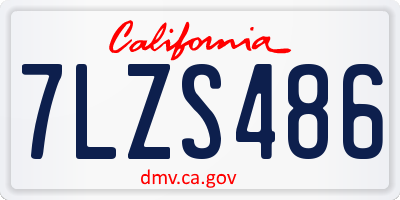 CA license plate 7LZS486