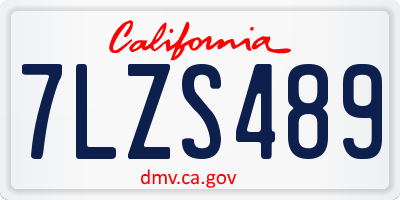 CA license plate 7LZS489