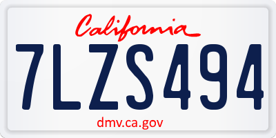 CA license plate 7LZS494