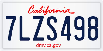 CA license plate 7LZS498