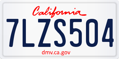CA license plate 7LZS504
