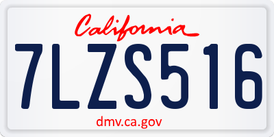 CA license plate 7LZS516