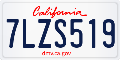 CA license plate 7LZS519