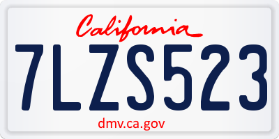 CA license plate 7LZS523