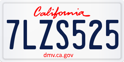 CA license plate 7LZS525