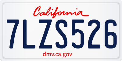 CA license plate 7LZS526