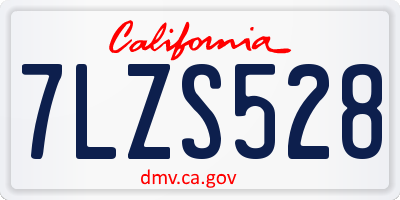 CA license plate 7LZS528