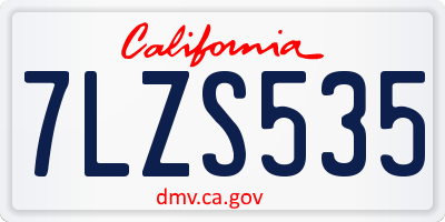 CA license plate 7LZS535
