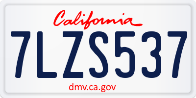 CA license plate 7LZS537