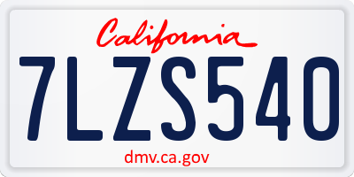 CA license plate 7LZS540