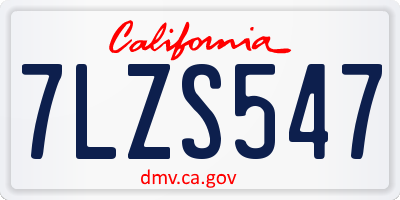 CA license plate 7LZS547