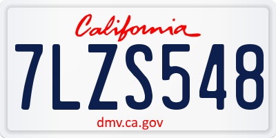 CA license plate 7LZS548