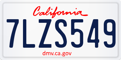 CA license plate 7LZS549