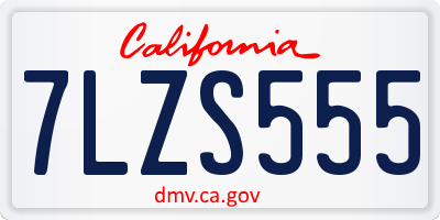 CA license plate 7LZS555