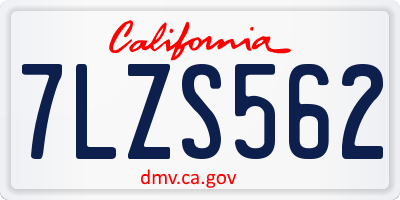 CA license plate 7LZS562