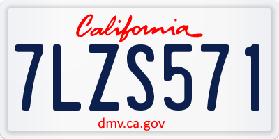 CA license plate 7LZS571