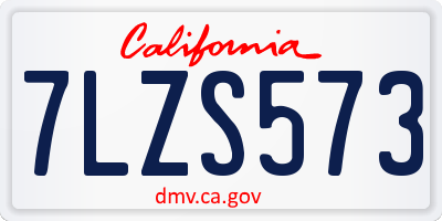 CA license plate 7LZS573