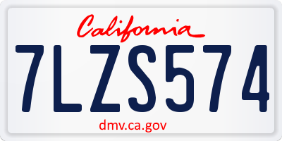 CA license plate 7LZS574