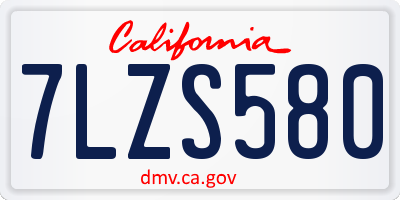 CA license plate 7LZS580