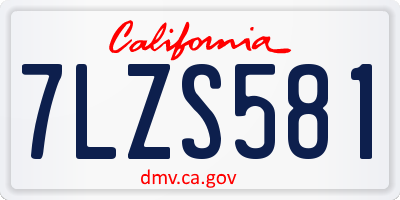 CA license plate 7LZS581