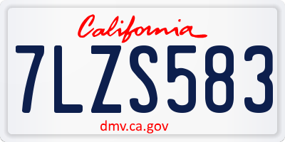 CA license plate 7LZS583