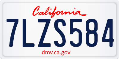CA license plate 7LZS584