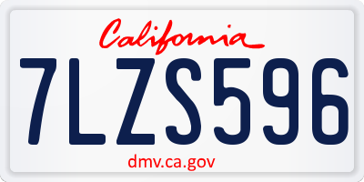 CA license plate 7LZS596