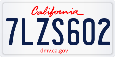 CA license plate 7LZS602