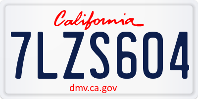 CA license plate 7LZS604