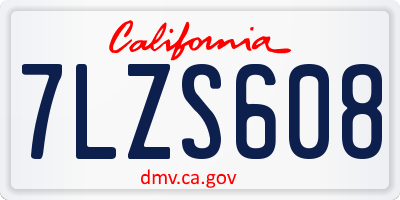 CA license plate 7LZS608