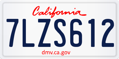 CA license plate 7LZS612