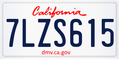 CA license plate 7LZS615