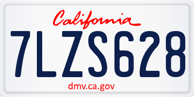 CA license plate 7LZS628