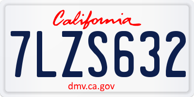 CA license plate 7LZS632