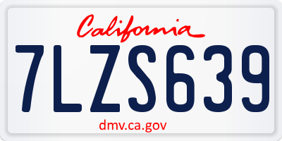 CA license plate 7LZS639